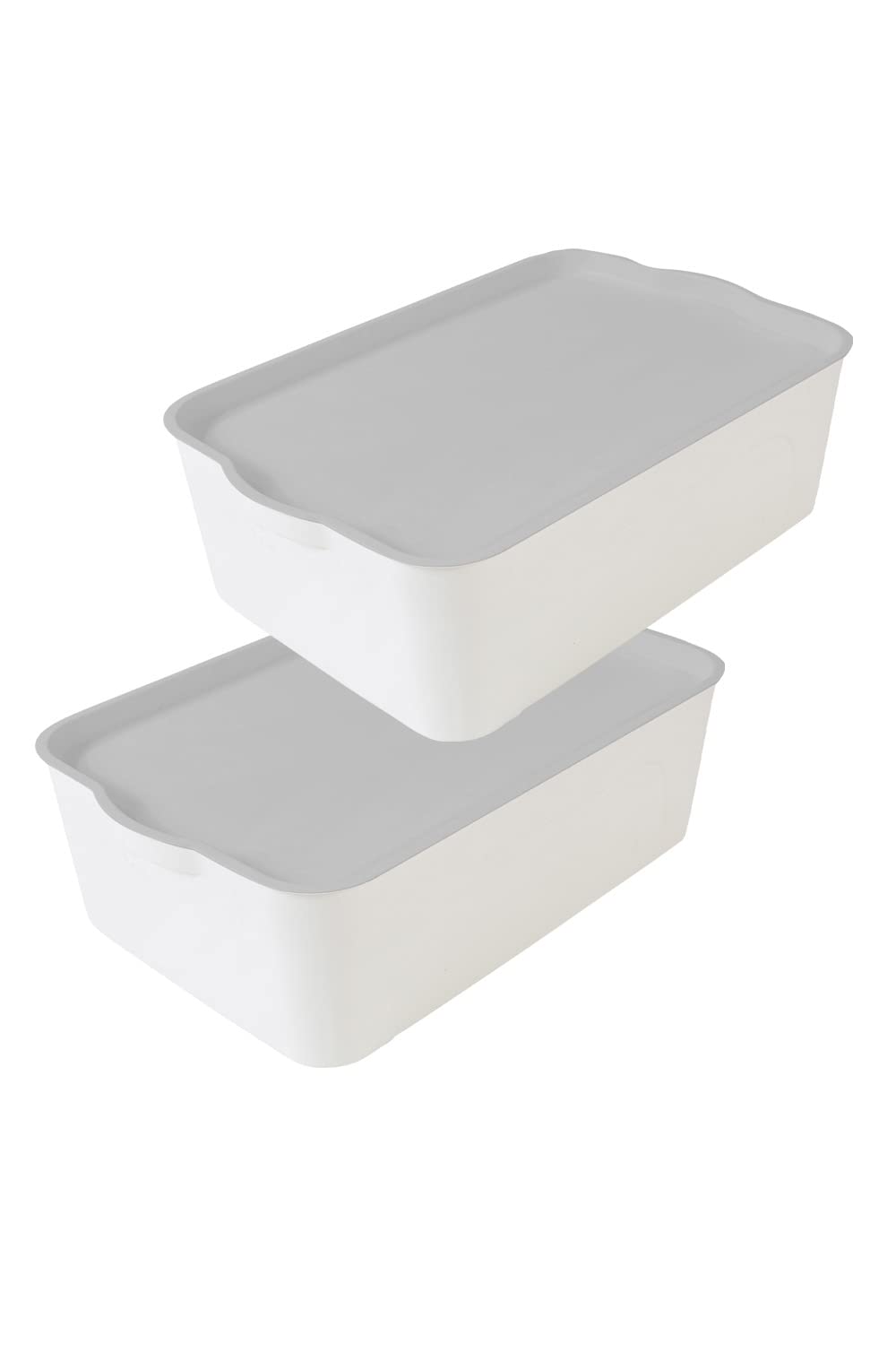 ホワイトプラスチック収納ボックス 蓋付き *2個 Amazon｜収納ボックス 収納ケース フタ付き 2個 おしゃれ プラスチック